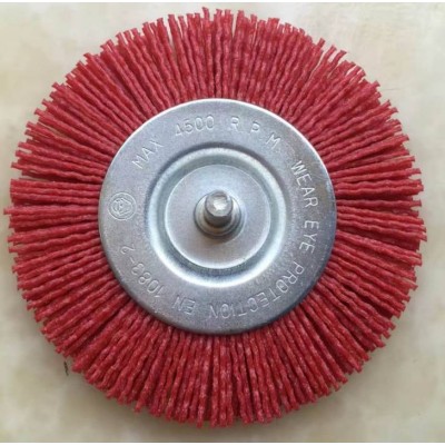 Hot Sale Nylon 4inch Abrasive Wire Wheel Brush Twisted Knot Shaft Polishing Abrasive Wire Wheel Brush With Shaft